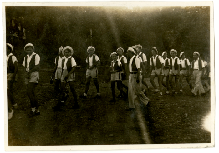 boys march during felker yontef