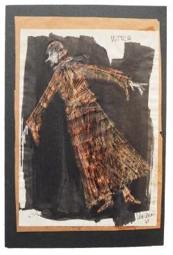Costume sketch of the witch in Itzik Manger’s Der kishef-nign (The Enchanting Melody)