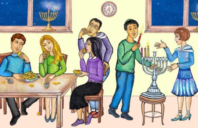 Illustration of children on hanukkah