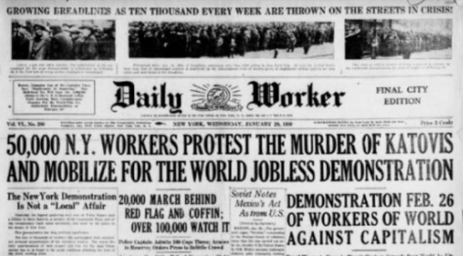 Daily Worker article detailing New York worker's protest.