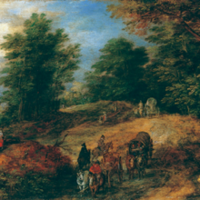 Landscape with Travelers on a Woodland Path, ca. 1607, Jan Brueghel the Elder.