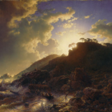 Sunset after a Storm on the Coast of Sicily, 1853, Andreas Achenbach