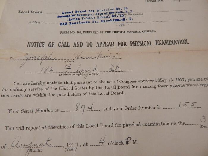 Notice Call Physical Exam WWI