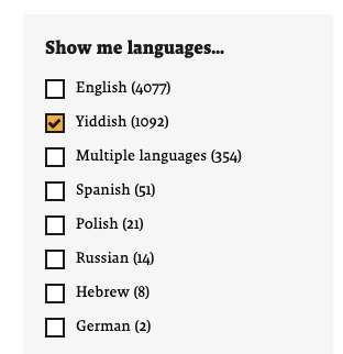 List of languages with checkboxes