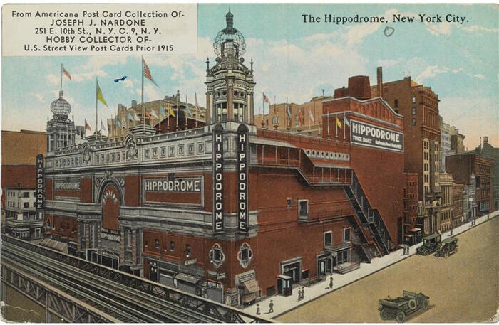 Postcard of the Hippodrome theater in New York