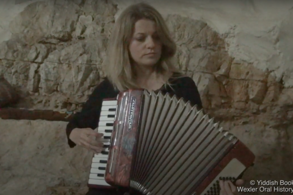 Miriam Nirenberg playing the accordian