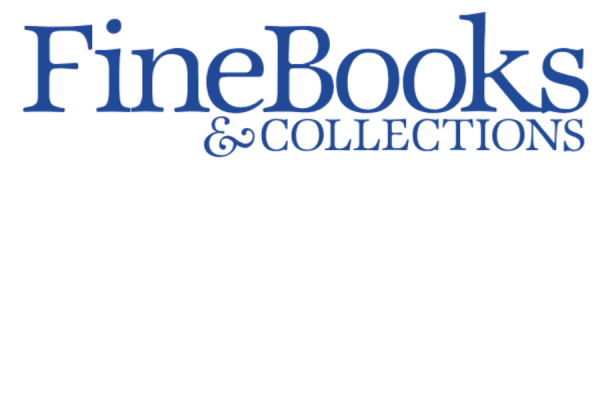 Blue text saying "Fine Books & Collections" on white background