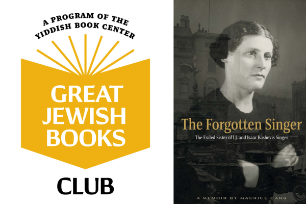 Great Jewish Books Club logo and cover of The Forgotten Singer