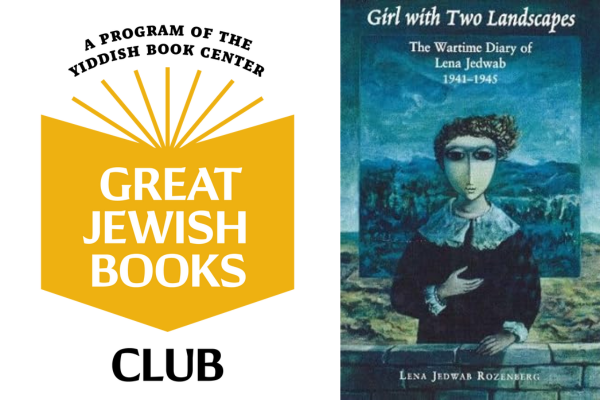 Great Jewish Books Club logo and cover of Girl with Two Landscapes